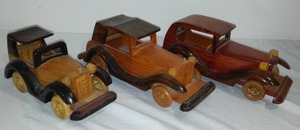 lot 167 image: Vintage Decorative Wooden Cars (3)