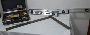 lot 51 image: Levels, aluminum (3), square assorted bits drivers and more.