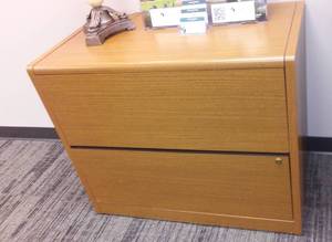 lot 400 image: Wood Two Drawer Filing Cabinet.