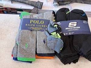 lot 361A image: Lot of (17 Pairs) Mens Socks - Polo Technical Sport and Skechers Crew Socks Size 10-13 Sock
