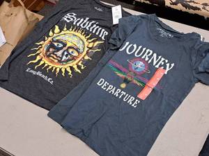 lot 395 image: Lot of (2) Size Small Womens Rock T-shirts - Journey Departure and Sublime Long Beach