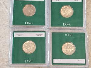 lot 411 image: Lot of (4) Dimes - 1937, 1938, 1939, 1940