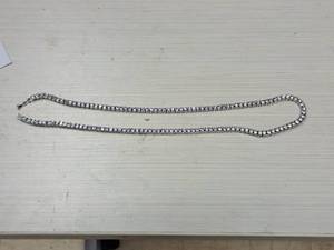 lot 422 image: 24 Womens Fashion Necklace with Clear Gemstones Silver Finish