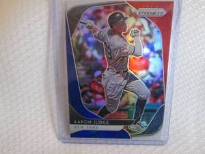 lot 4 image: 2020 Prizm Aaron Judge Red White & ...