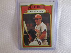 lot 143 image: 1972 Topps Pete Rose In Action Card...