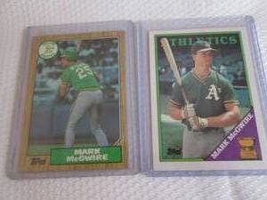 lot 239 image: 1987 & 1988 Topps Mark McGwire Rook...