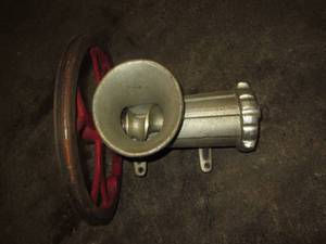 lot 344 image: Large vintage metal meat grinder no...