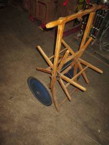 lot 345 image: Vintage Wood garden hose reel with ...