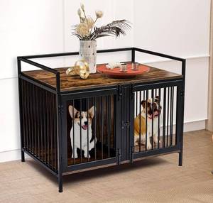 New Double Dog Crate with Divider/ End Table. Heavy Duty Dog Crate for indoor use