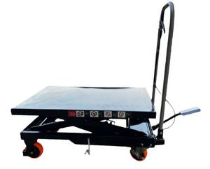 Hydraulic Lift Table Cart, 500LBS, Manual Scissor Lift Table w/ 4 Wheels and Foot Pump, Elevating Hydraulic Cart for Material Handling