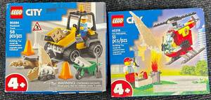 lot 20 image: 2 New Sealed LEGO City Roadwork Truck & Fire Helicopter