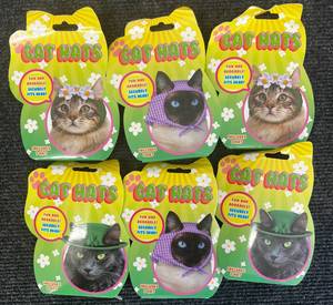 lot 25 image: Lot of 6 Cat Hats - Hats for Cats  Kittens