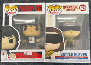 lot 27 image: 2 Stranger Things Funko Pops - Mike & Battle Eleven