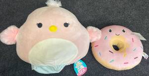 lot 46 image: Donut Squishmallow Plush and Flip a Mallows Pink Chicken Egg