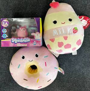 lot 65 image: Squishmallows Milk, Donut, and Squish Ville Sweet Snacks