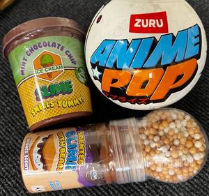 lot 77 image: Zuru Anime Pop, Mint Choloclate Ice Cream Slime & Scented Slime with Beads (Smores Scent)