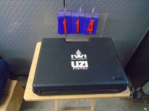 lot 114 image: IWI mini uzi pistol case. Good condition. As shown.