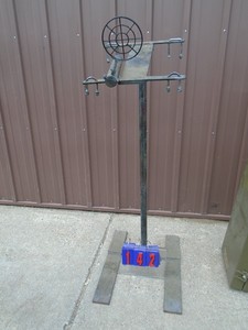 lot 142 image: Self standing gun mount system for 2 weapons. Sight shown is not included. As shown.