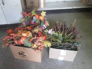 lot 15 image: (BR1) 2 Boxes of Faux Flowers Wreat...