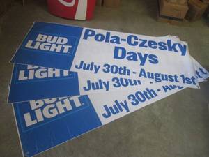 lot 46 image: (H-1) 3 Large Bud Light Banners wit...