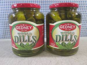lot 204 image: (C-3) 2 Jars of Gedney Whole Dills ...