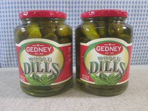 lot 205 image: (C-3) 2 Jars of Gedney Whole Dills ...