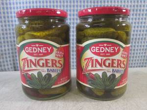 lot 207 image: (C-3) 2 Jars of Gedney Zingers Dill...