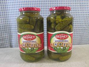 lot 209 image: (C-3) 2 Jars of Gedney Kosher Dill ...