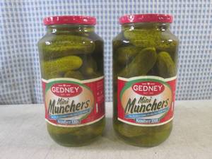 lot 210 image: (C-3) 2 Jars of Gedney Mini Muncher...