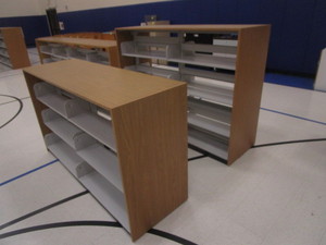 lot 39 image: (2) Double Sided Bookshelves 25x74x43 & 25x74x55