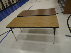 lot 42 image: (2) Adjustable Height Tables 2x5