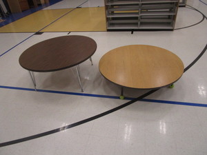 lot 44 image: (2) Adjustable Height Round Tables 4