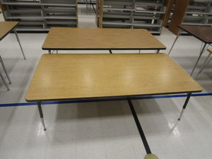 lot 46 image: (2) Adjustable Height Tables 3x6