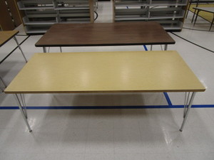 lot 47 image: (2) Adjustable Height Tables 3x6 & 30x6