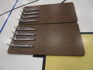lot 102 image: (2) Adjustable Height Tables 30x5