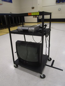 lot 195 image: Metal AV Cart wTV & VCR 27x32x53