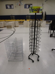lot 206 image: Magazine Rack 14x14x70 & Newspaper Rack 18x22x31