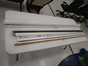 lot 223 image: Pull Down Projector Screen & Pull Down WorldUS Map