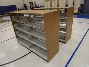 lot 36 image: (2) Double Sided Bookshelves 25x74x55