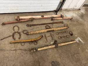 lot 73 image: Horse Harness Parts and Horseshoes