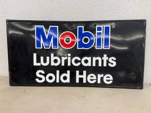 lot 9 image: Mobil Lubricants Sold Here Metal Sign 2 x 4