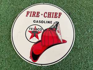 lot 37 image: Texaco Fire-Chief Gasoline Metal Sign