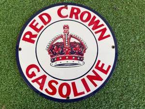 lot 39 image: Red Crown Gasoline Porcelain Sign