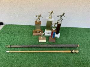 lot 84 image: Pool Stick & Trophies