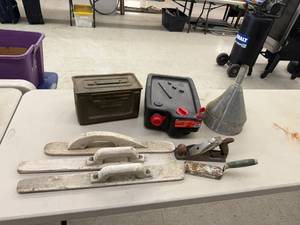 lot 149 image: Oil Drain Container, Ammo Box, Funnel, Planer