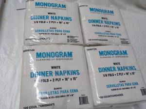 lot 198 image: 500 Monogram White 2 Ply Dinner Nap...