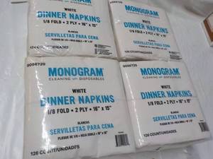 lot 199 image: 500 Monogram White 2 Ply Dinner Nap...