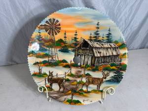 lot 29 image: Beautiful Hand Painted Saw Blade with Stand