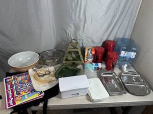 lot 76 image: Assorted Household, Pyrex Mixing Bowl, Diffuser, Decor, and Lots More