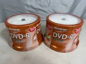 lot 89 image: 100 New Memorex DVD-R Blank DVD Discs